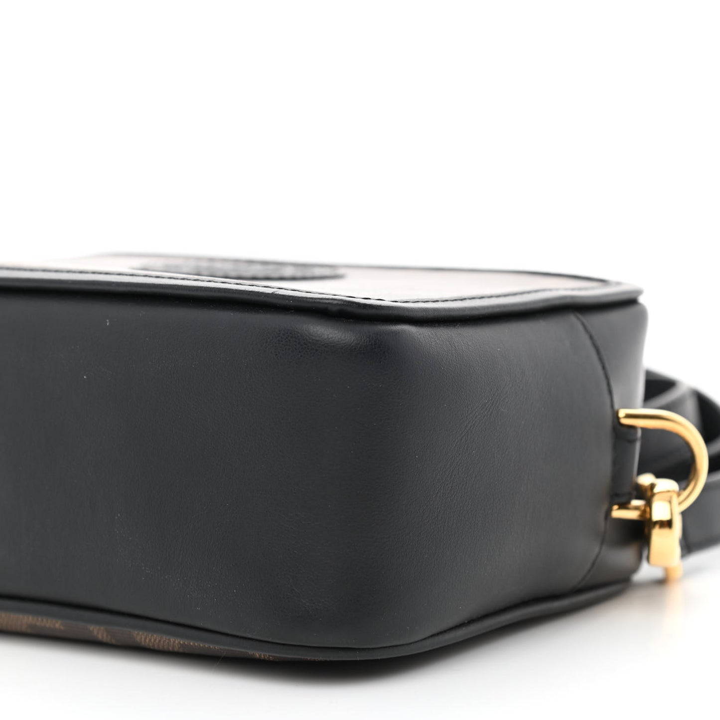 Glazed Fabric Vitello Century FF 1974 Stamp Patch Mini Camera Case Mogano Panna Black
