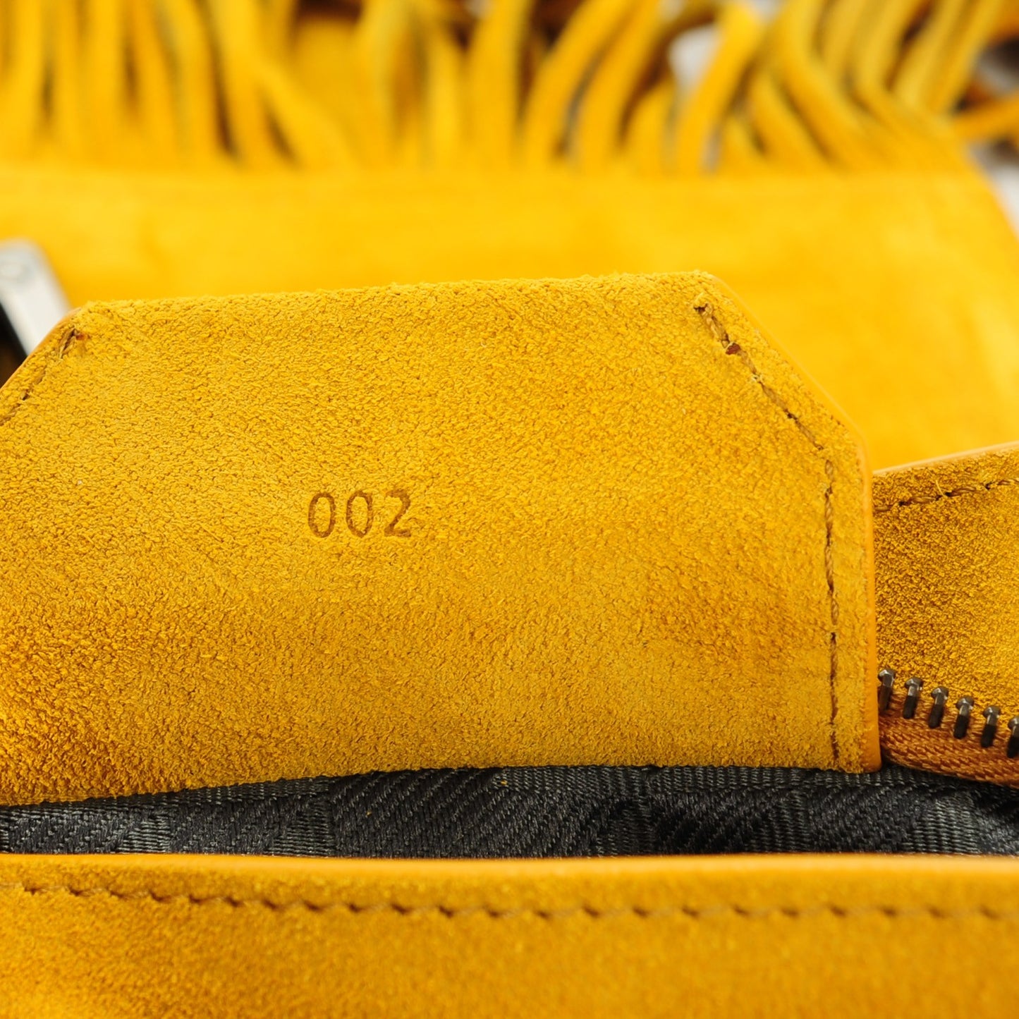 Suede Fringed PS1 Crossbody Pouch Gold