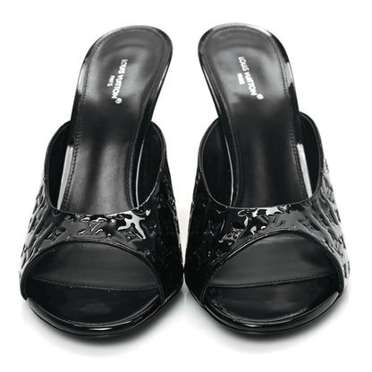 Louis Vuitton Patent Calfskin Monogram Embossed Super Mules 40 Black 2 of 8