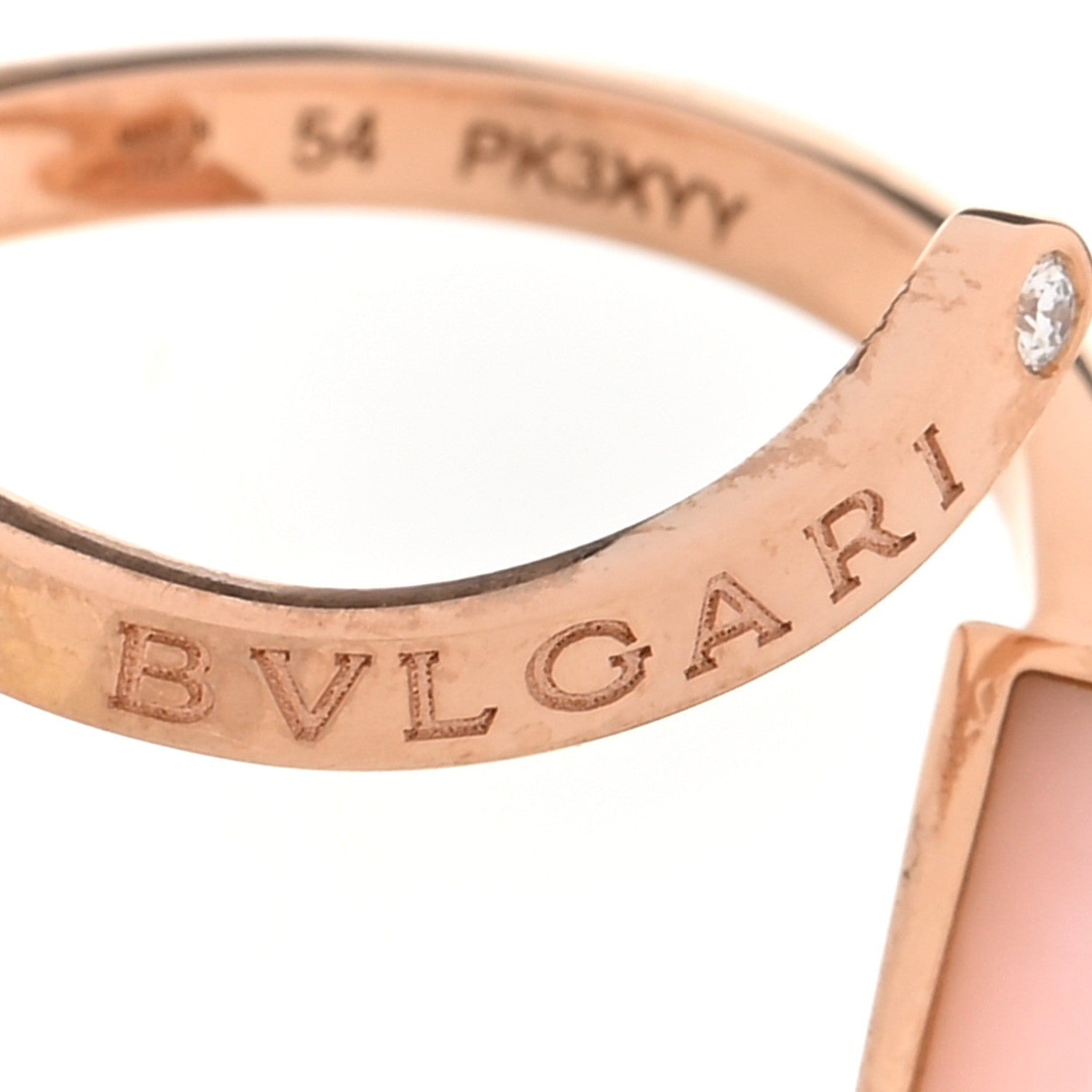 Bulgari 18K Rose Gold Diamond Pink Opal Gelati Ring 54 6.75 5 of 6