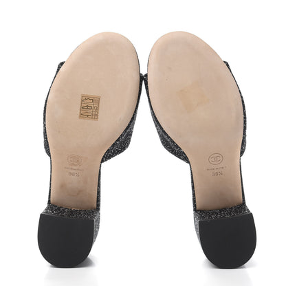 Chanel Tweed CC Mules 39.5 Black 5 of 8