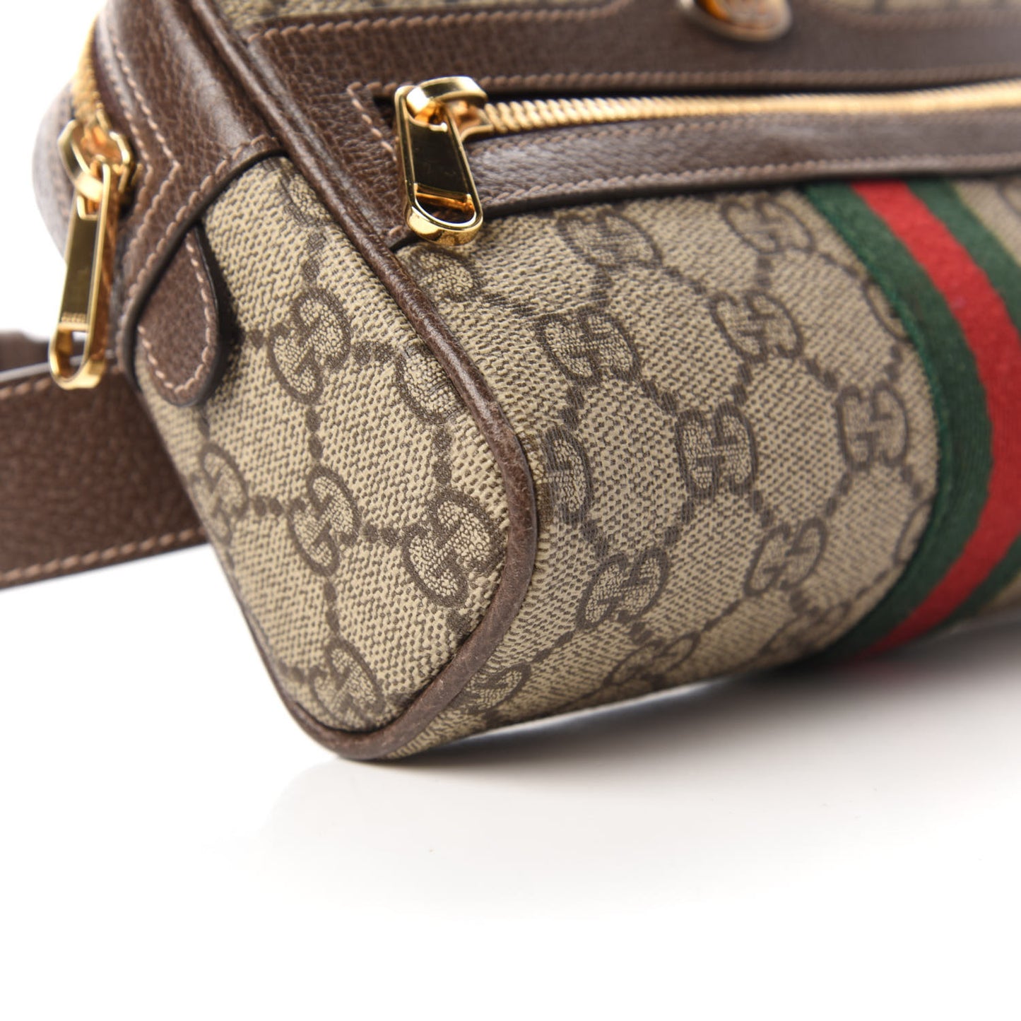 GG Supreme Monogram Web Small Ophidia Belt Bag 85 34 Dark Brown