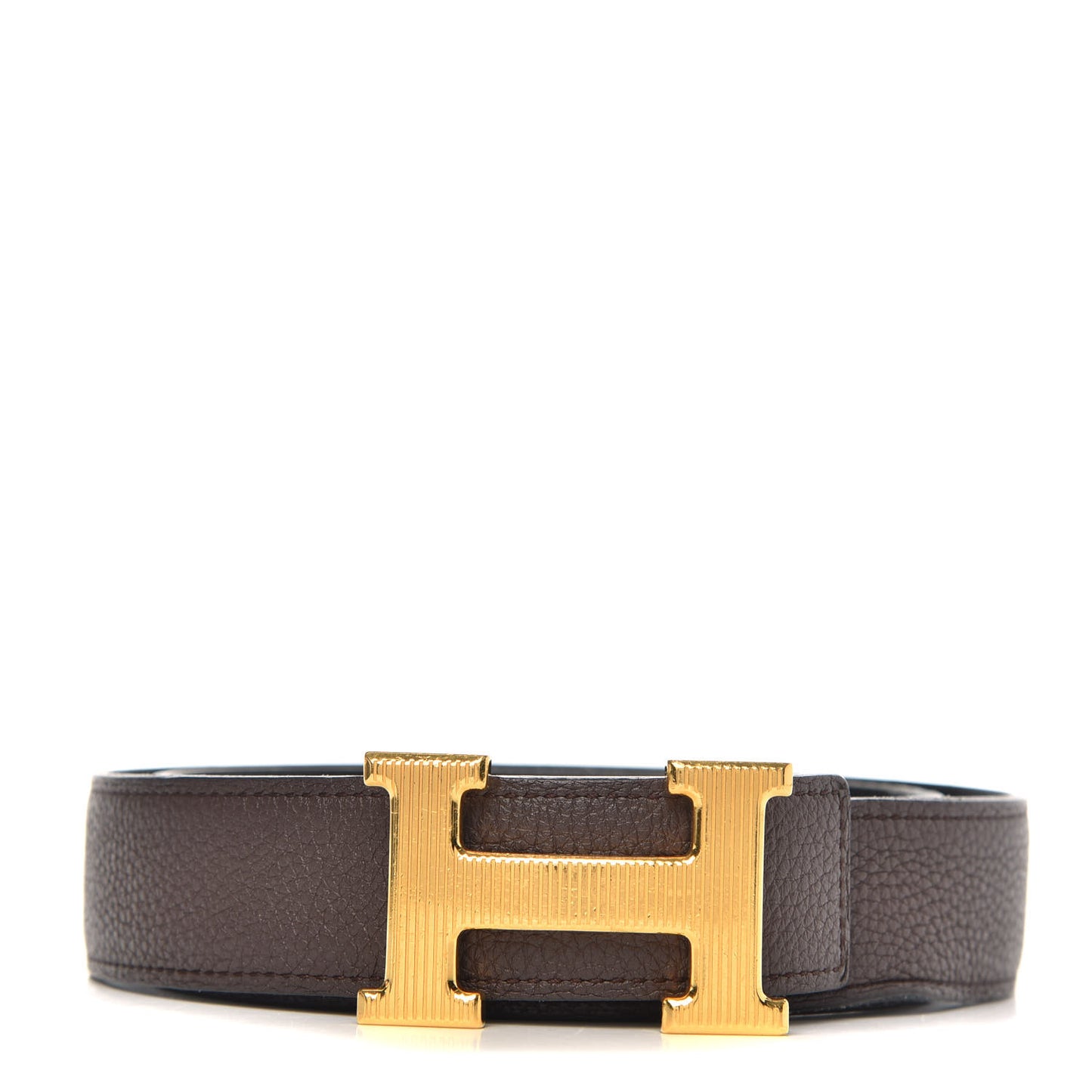 Togo Box 32mm Strie H Belt 85 Chocolate Black