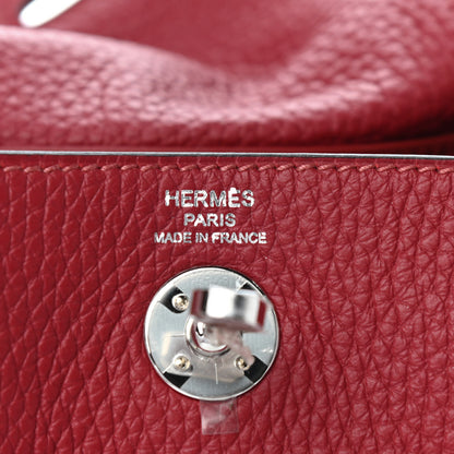 Hermes Taurillon Clemence Mini Lindy 20 Rouge Grenat 8 of 10