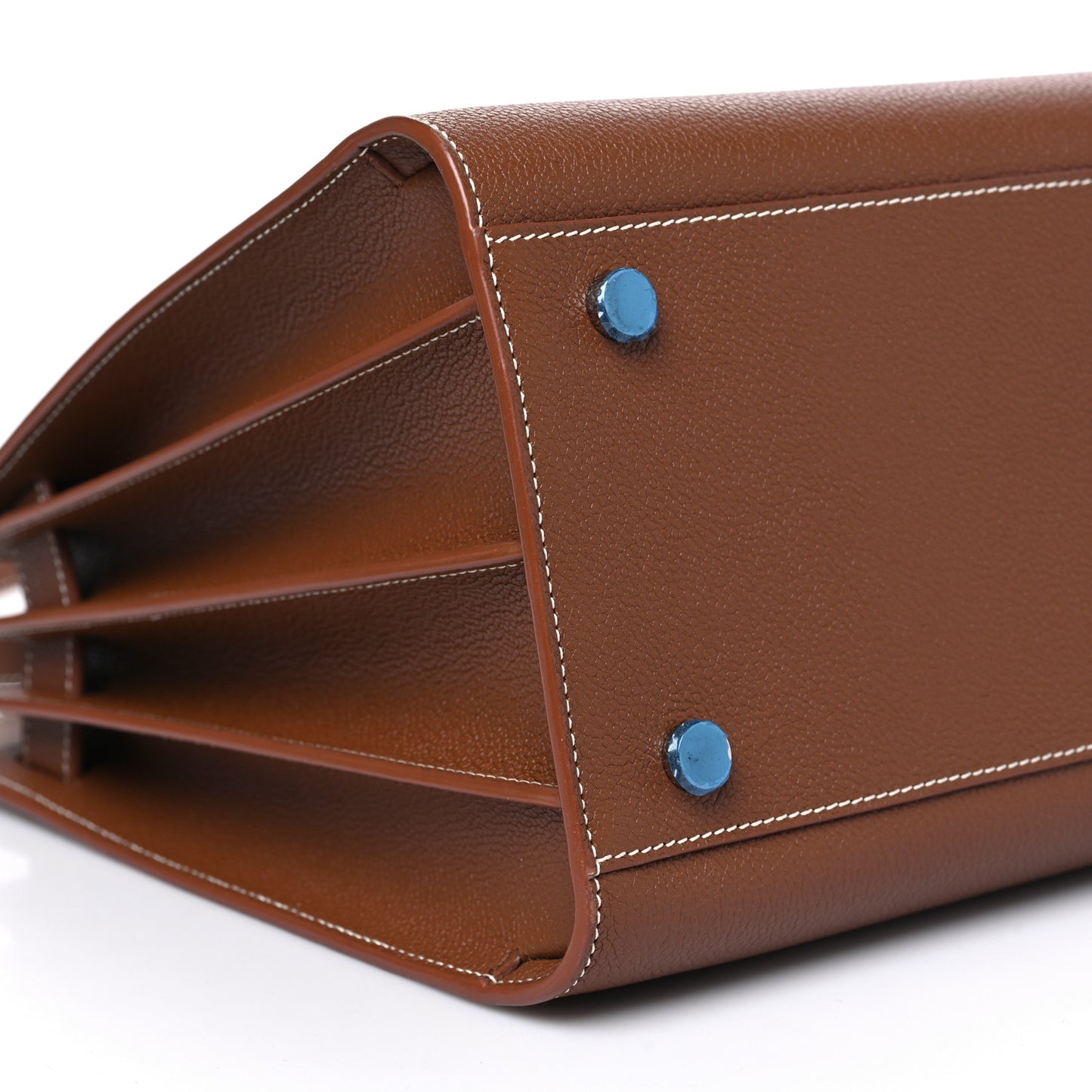 Grained Calfskin Topstitch Small Sac De Jour Cognac