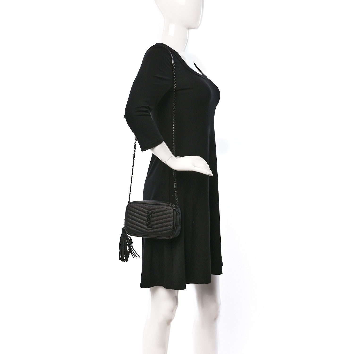 Saint Laurent Grain De Poudre Matelasse Monochrome Monogram Mini Lou Camera Bag Black 2 of 11
