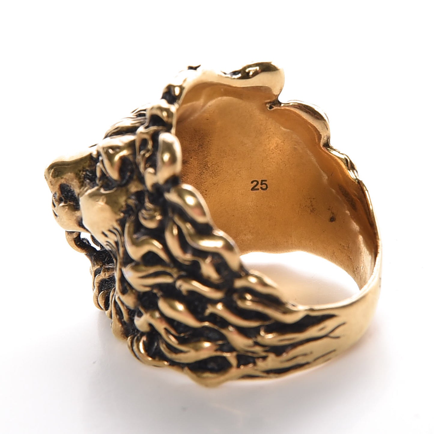 Metal Lion Head Ring 10.5 Aged Gold