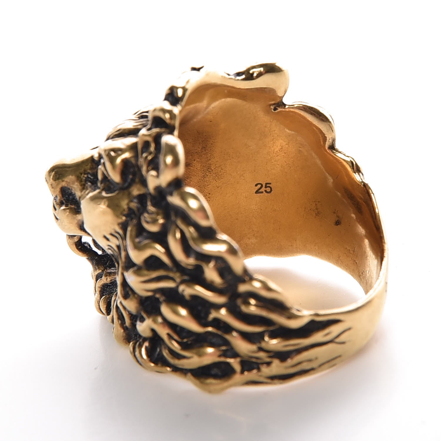 Gucci Metal Lion Head Ring 10.5 Aged Gold 6 of 6