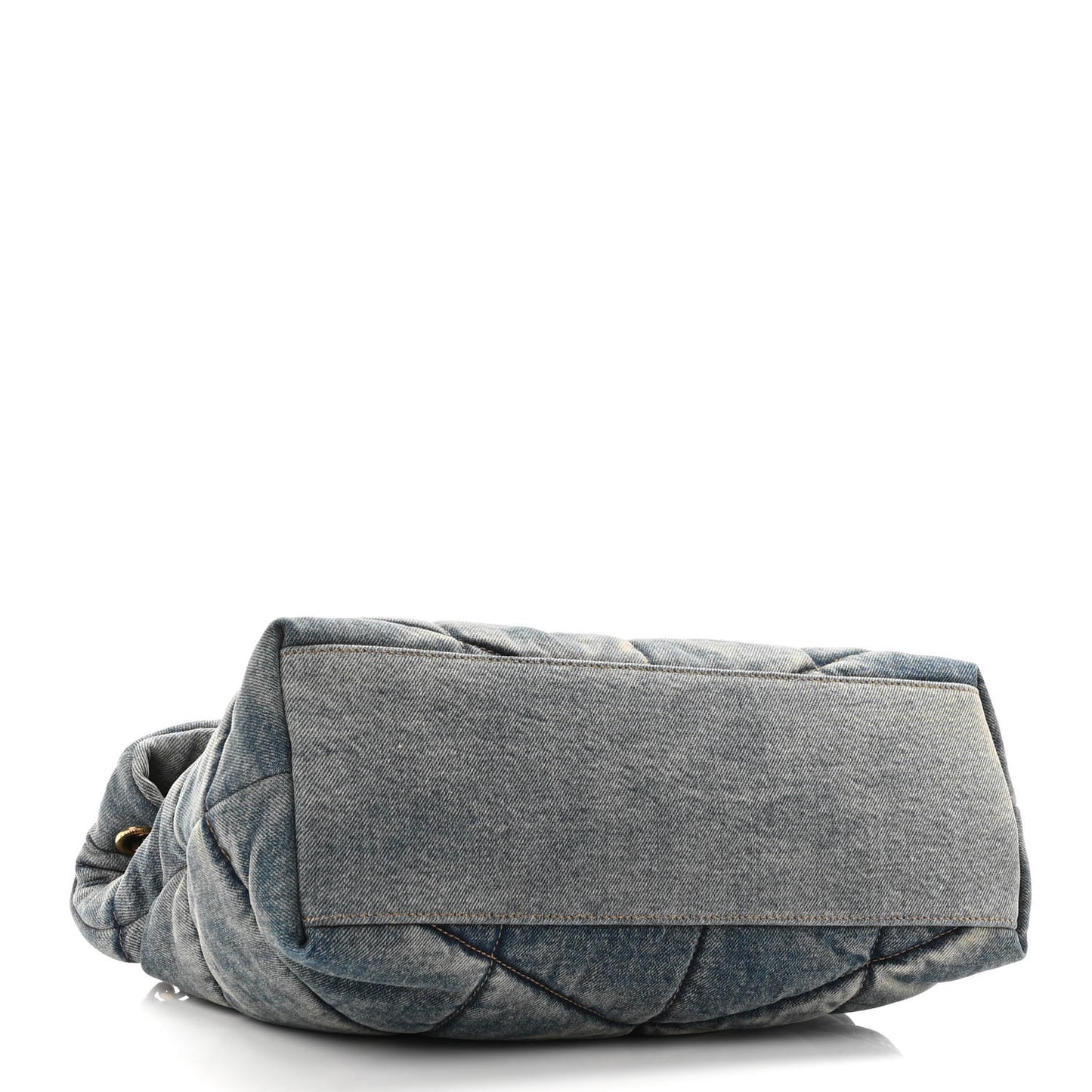Denim Quilted Medium Loulou Puffer Monogram Chain Satchel Blue Cinnamon