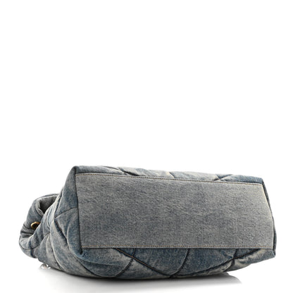 Saint Laurent Denim Quilted Medium Loulou Puffer Monogram Chain Satchel Blue Cinnamon 4 of 9