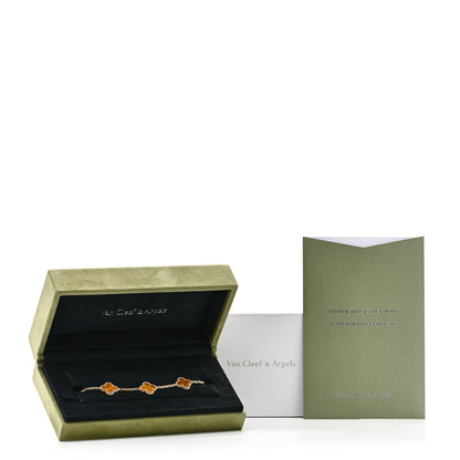 Van Cleef & Arpels 18K Yellow Gold Tiger Eye 5 Motifs Vintage Alhambra Bracelet 5 of 5