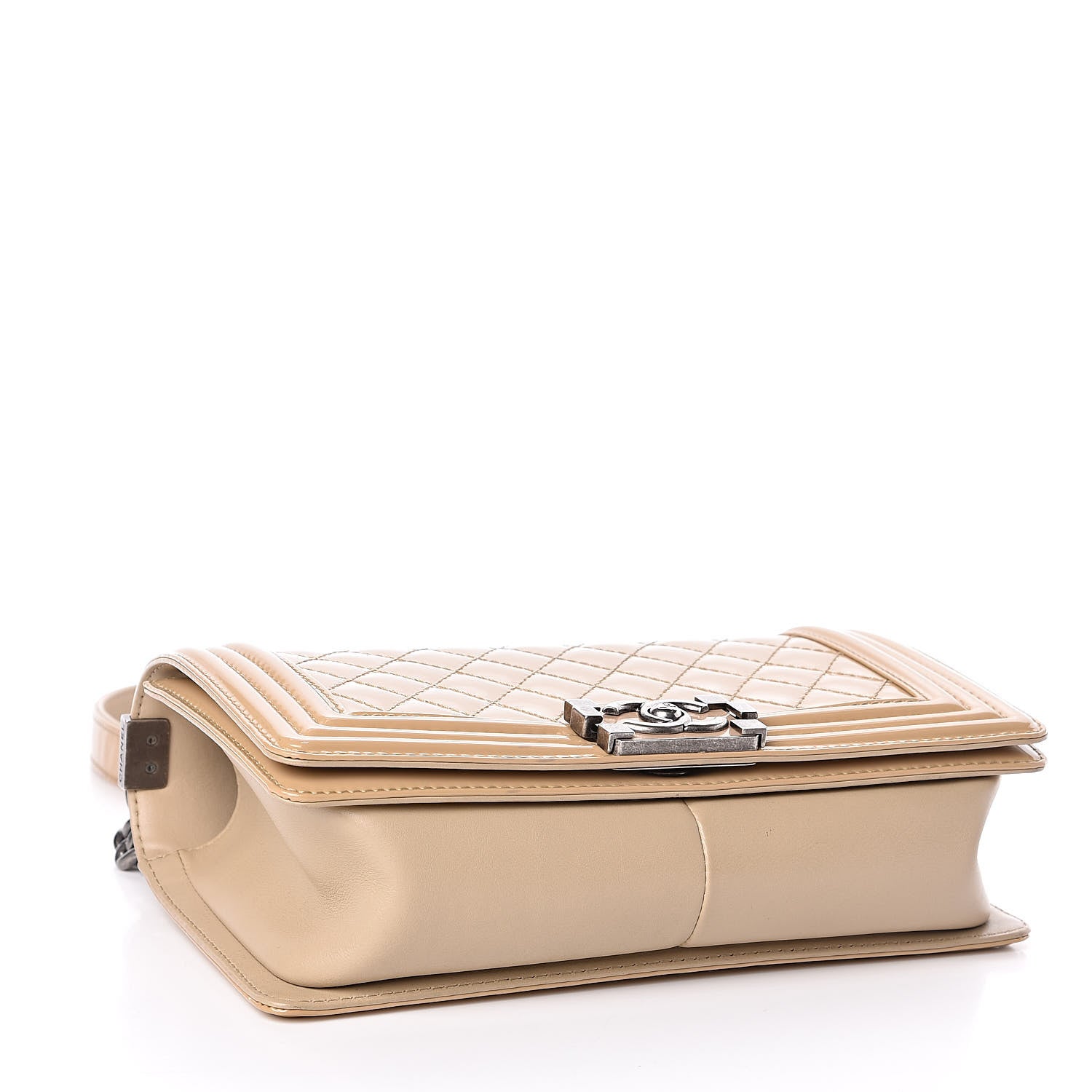 Chanel Patent Calfskin Enamel Quilted Medium Boy Flap Beige 4 of 11
