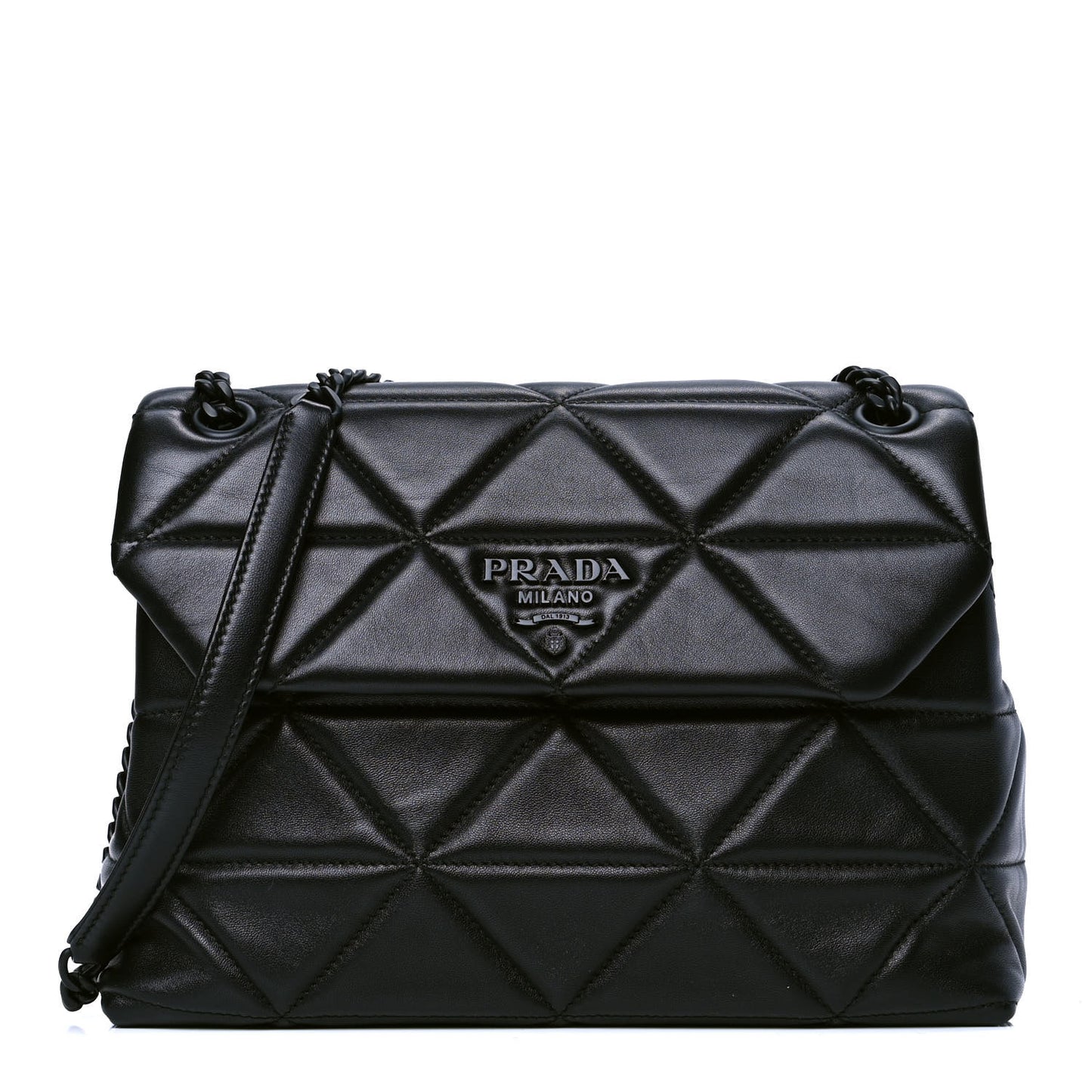 Nappa Triangle Stitched Large Spectrum Bag Black