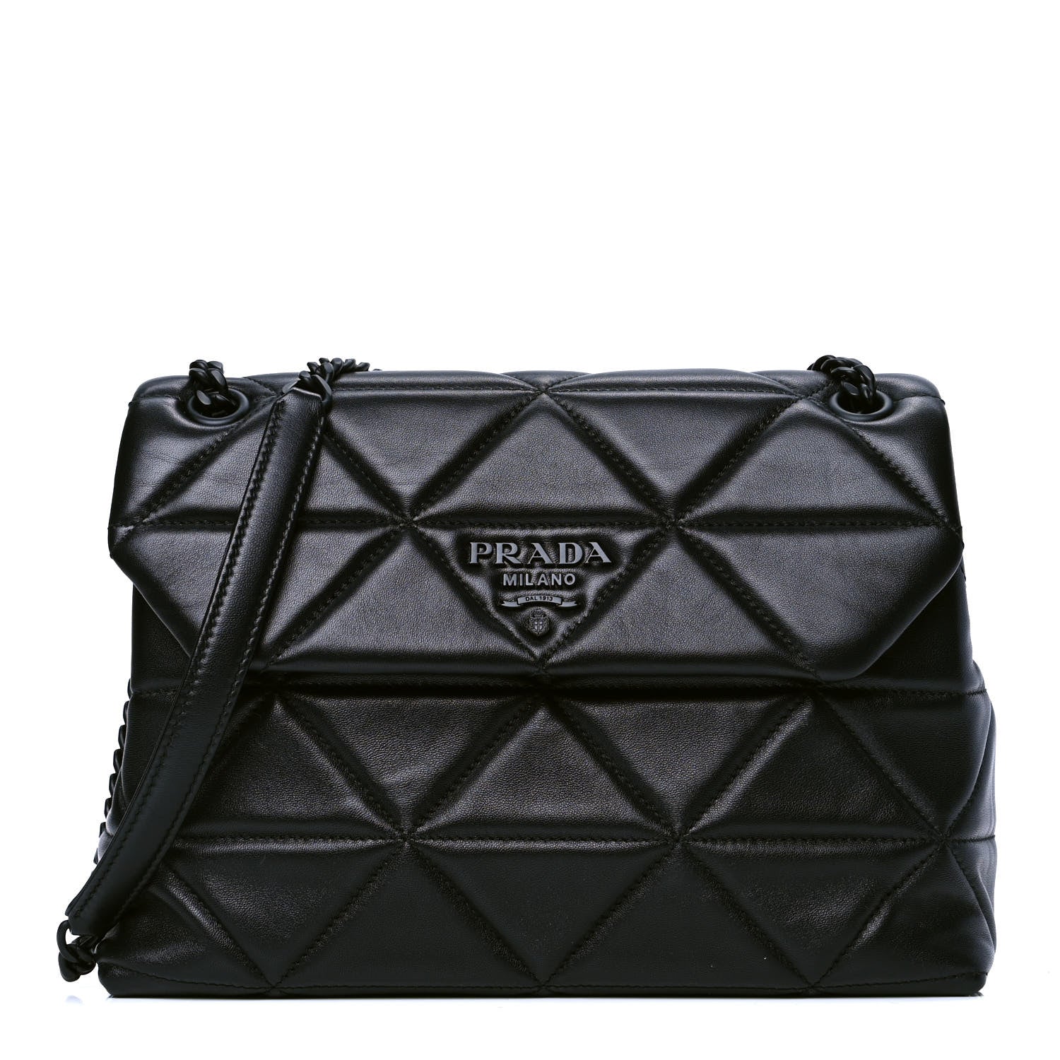 Prada Nappa Triangle Stitched Large Spectrum Bag Black 1 of 5