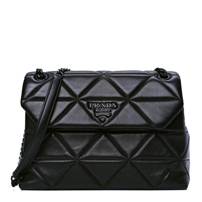 Prada Nappa Triangle Stitched Large Spectrum Bag Black 1 of 5