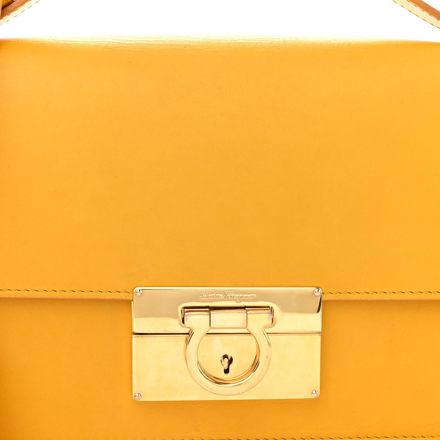 Salvatore Ferragamo Calfskin Medium Aileen Bag Yellow 7 of 11