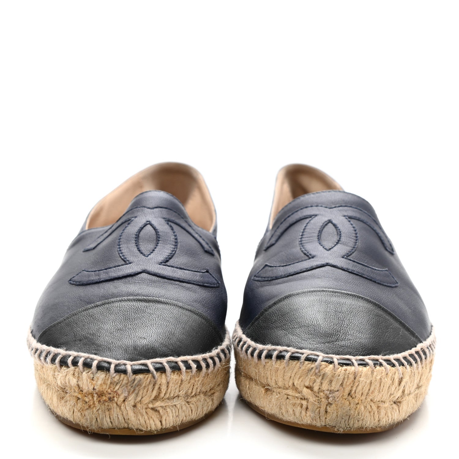 Chanel Lambskin CC Espadrilles 39 Navy Black 2 of 11