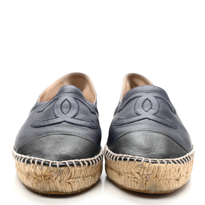 Chanel Lambskin CC Espadrilles 39 Navy Black 2 of 11