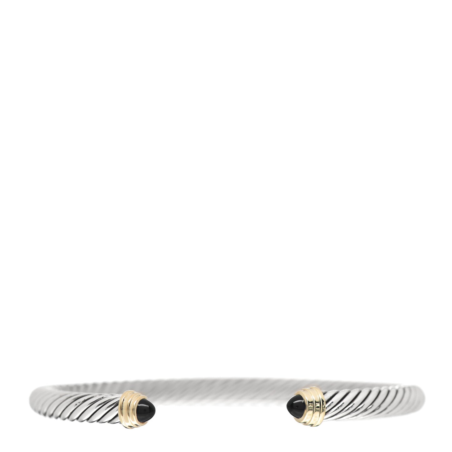 Sterling Silver 14K Yellow Gold Black Onyx 5mm Cable Classics Petite Color Bracelet