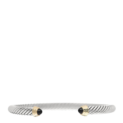 David Yurman Sterling Silver 14K Yellow Gold Black Onyx 5mm Cable Classics Petite Color Bracelet 1 of 4