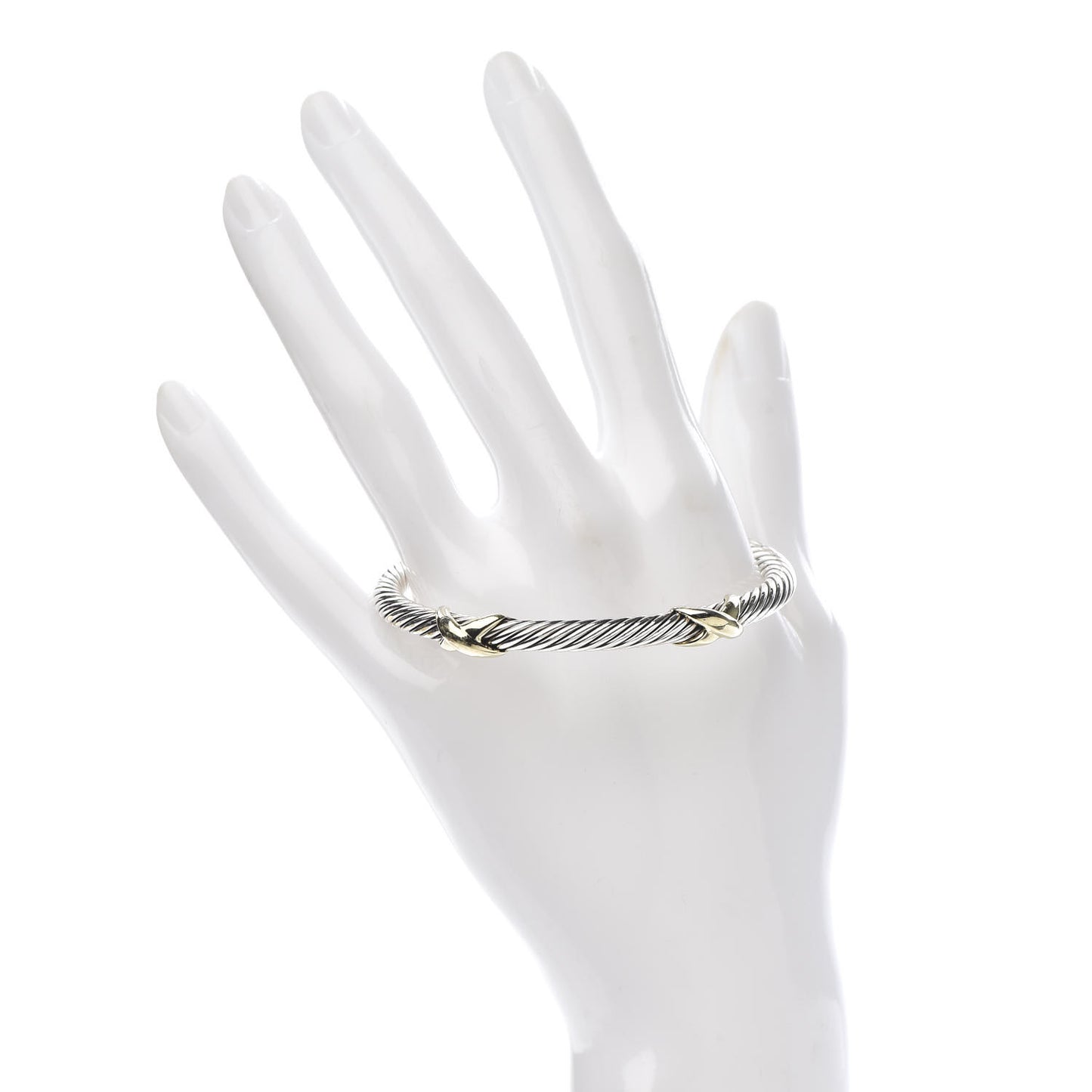 Sterling Silver 14K Yellow Gold 5mm Double X Cable Bracelet