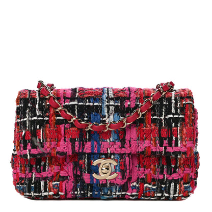 Chanel Tweed Quilted Mini Rectangular Flap Red Pink Black 1 of 12