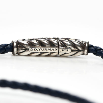 David Yurman Sterling Silver Leather Mens Chevron Triple-Wrap Bracelet Navy 4 of 5