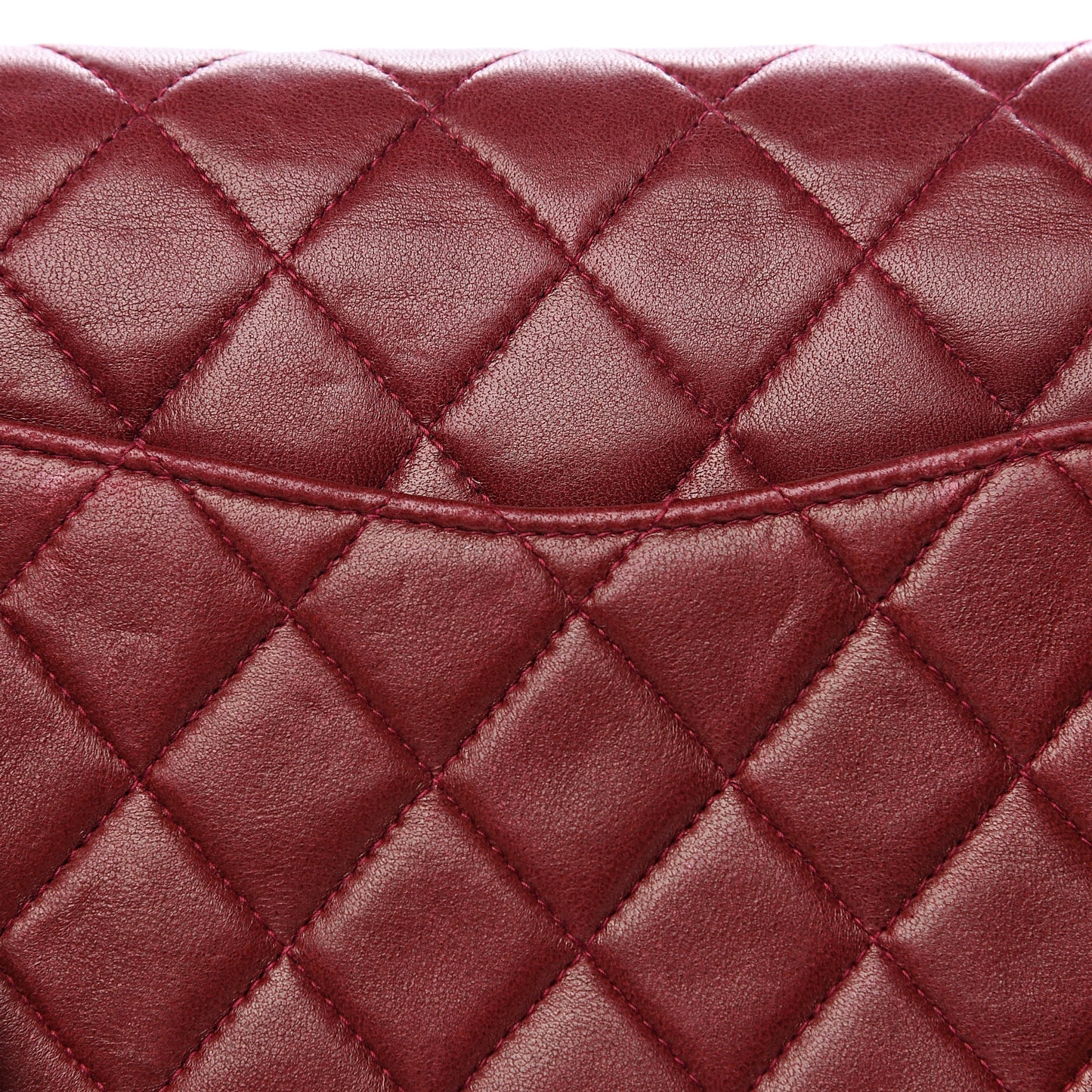 Lambskin Quilted Medium Double Flap Red