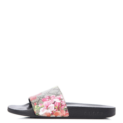 Gucci GG Supreme Monogram Blooms Slide Sandals 37 Beige Multicolor 1 of 9