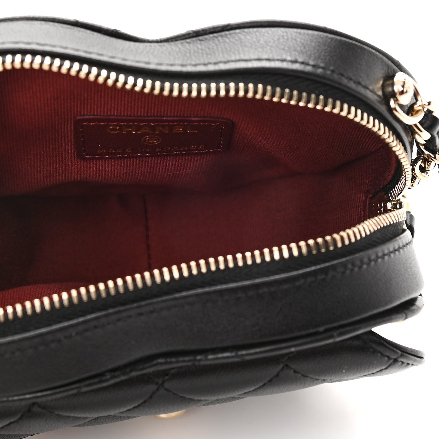 Lambskin Quilted CC In Love Heart Clutch With Chain Black
