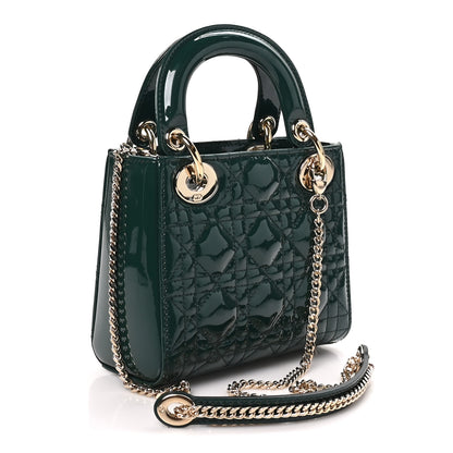 Christian Dior Patent Cannage Mini Lady Dior Pine Green 3 of 9