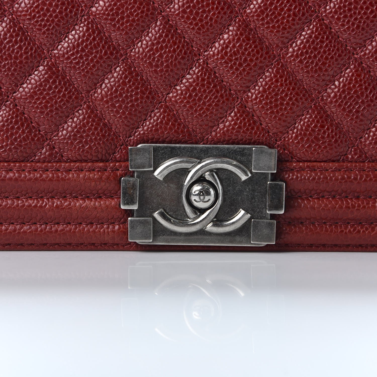 Chanel Caviar Quilted New Medium Boy Flap Dark Red 9 of 9