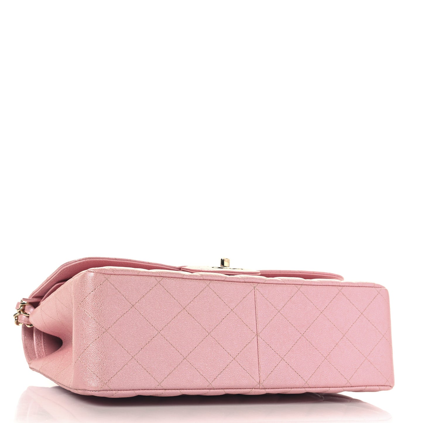 Iridescent Caviar Quilted Jumbo Double Flap Rose Pink