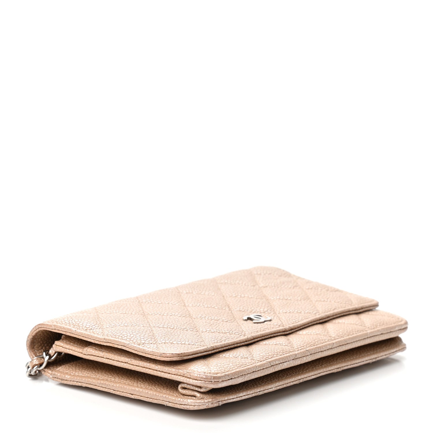 Chanel Pearly Caviar Quilted Wallet On Chain WOC Dark Beige 4 of 9