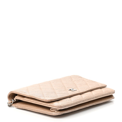 Chanel Pearly Caviar Quilted Wallet On Chain WOC Dark Beige 4 of 9