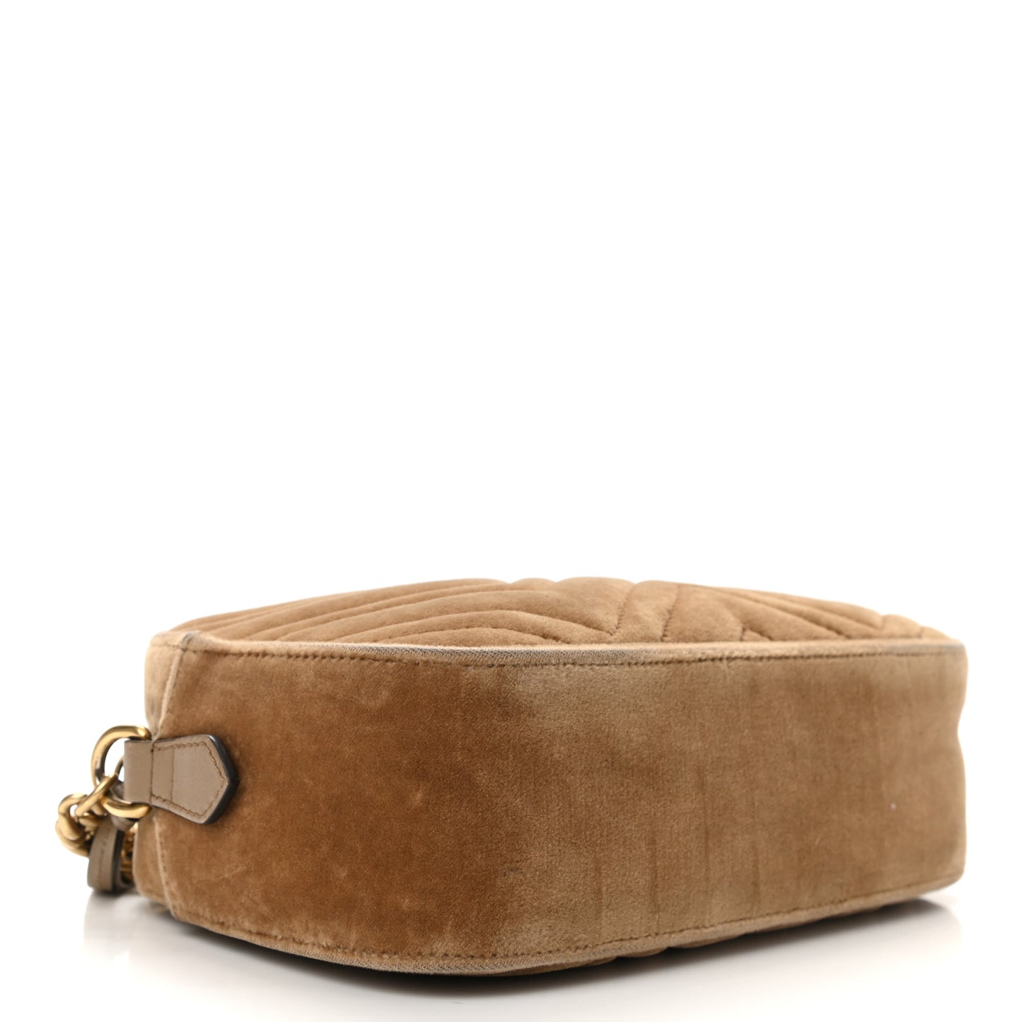 Velvet Matelasse Small GG Marmont Chain Shoulder Bag Taupe