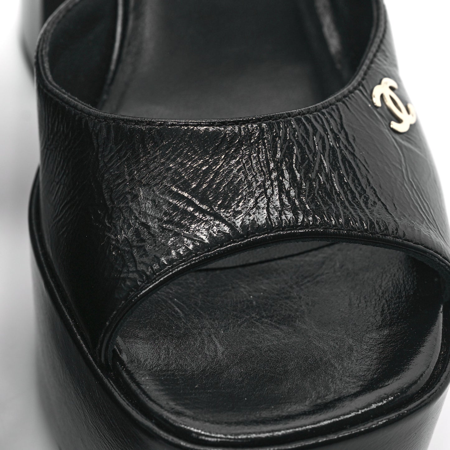 Calfskin CC Platform Sandals 38.5 Black