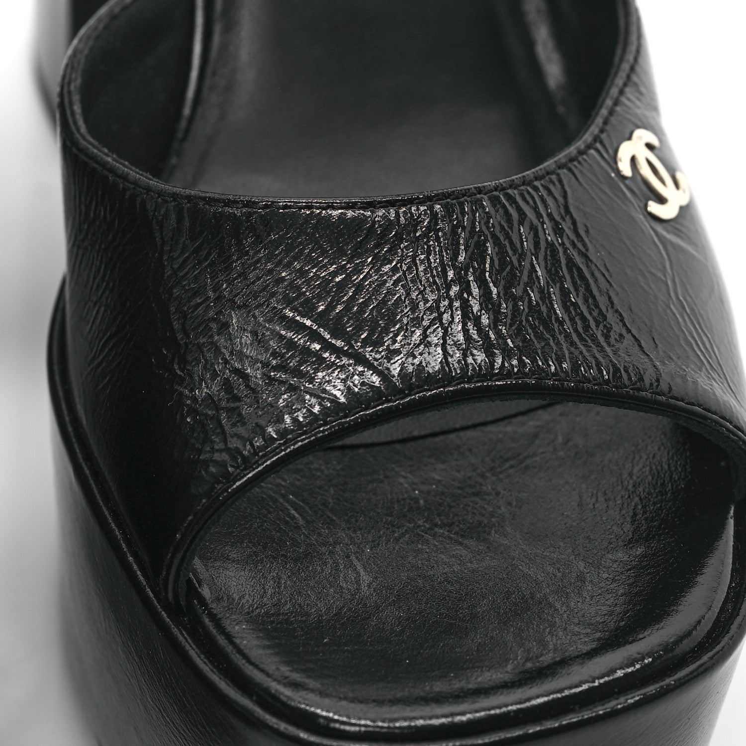Chanel Calfskin CC Platform Sandals 38.5 Black 9 of 10