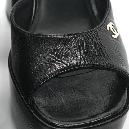 Chanel Calfskin CC Platform Sandals 38.5 Black 9 of 10