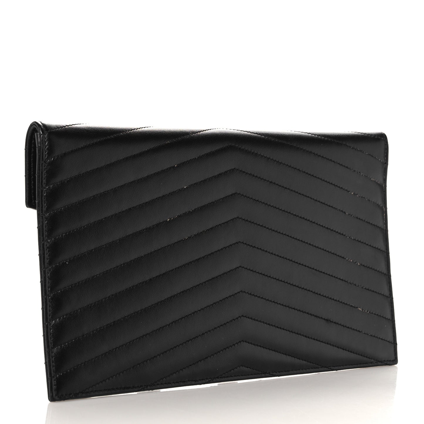 Calfskin Matelasse Chevron Monogram Uptown Clutch Black