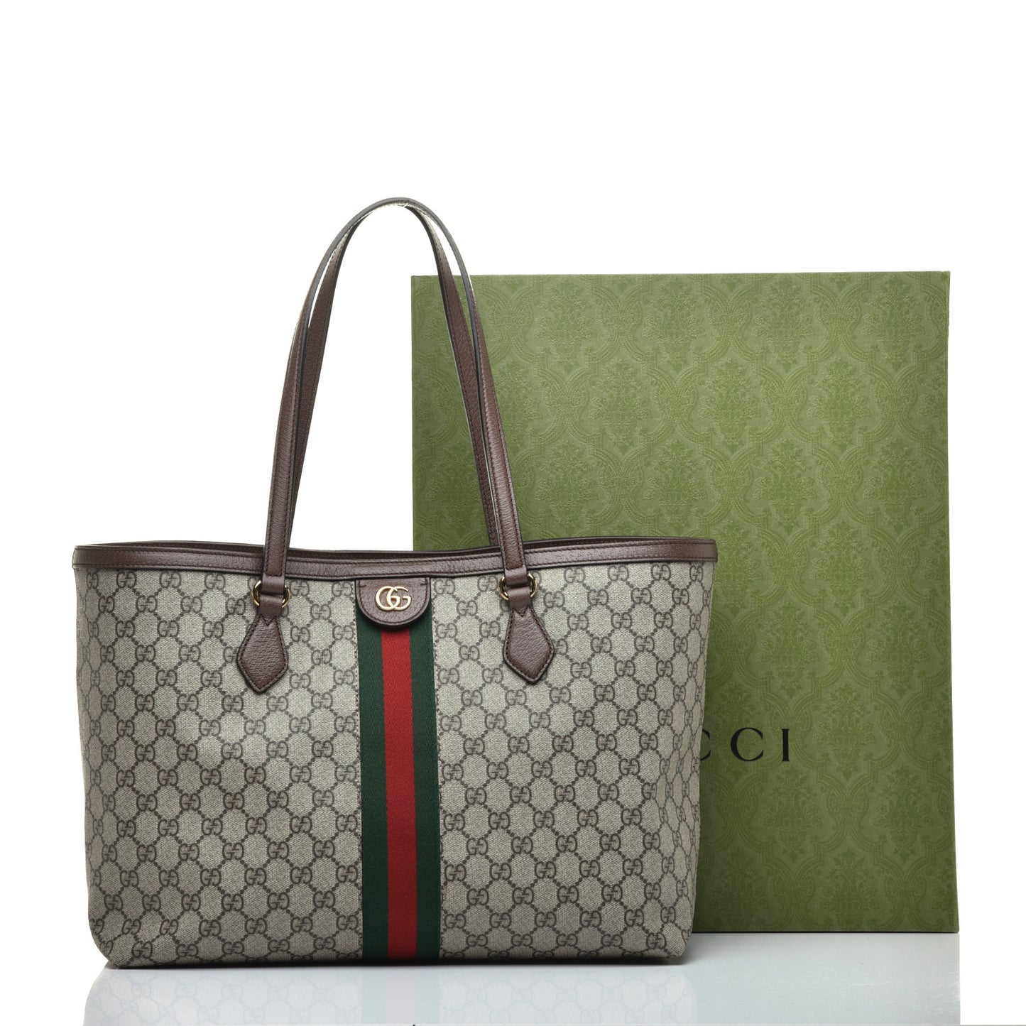 GG Supreme Monogram Medium Ophidia Shopping Tote Brown