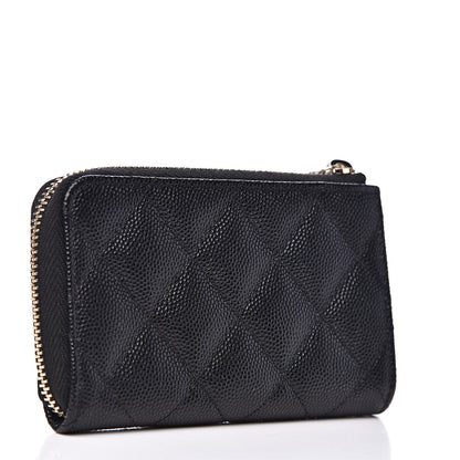 Chanel Iridescent Caviar Quilted Zipped Key Holder Case Black 2 of 7
