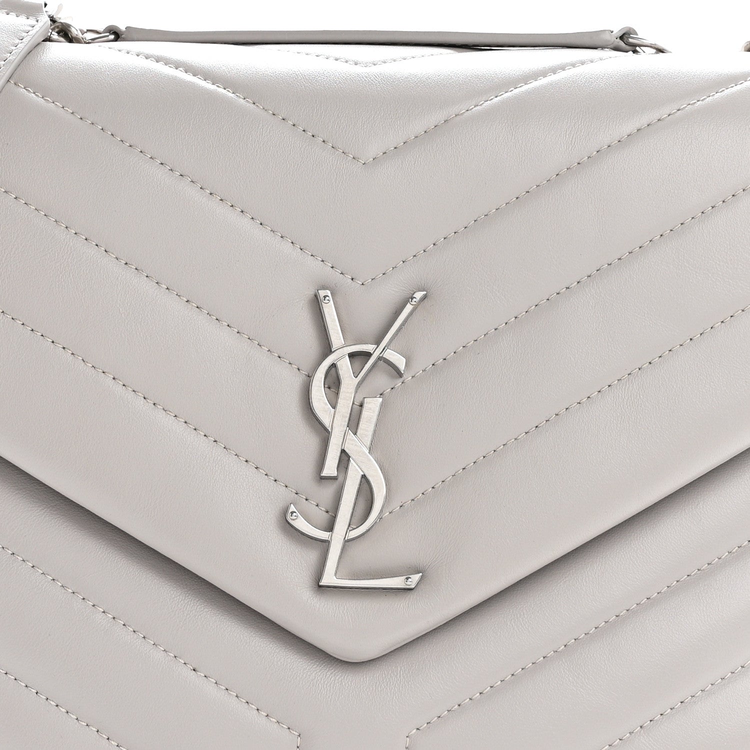 Saint Laurent Calfskin Y Quilted Monogram Medium Loulou Chain Satchel Granite 8 of 10