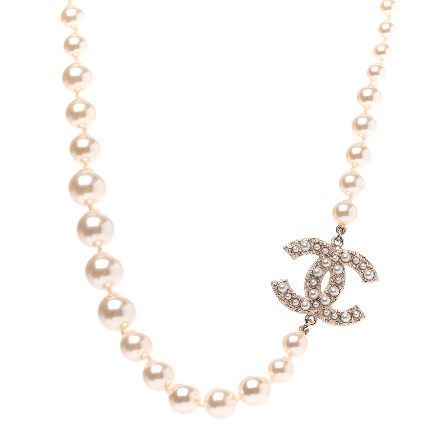 Chanel Pearl CC 100th Anniversary Necklace Light Gold 1 of 4