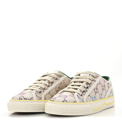 Gucci Canvas Lame Crystal GG Monogram Womens 1977 Tennis Sneakers 37.5 Gardenia Silver Mystic White 4 of 8