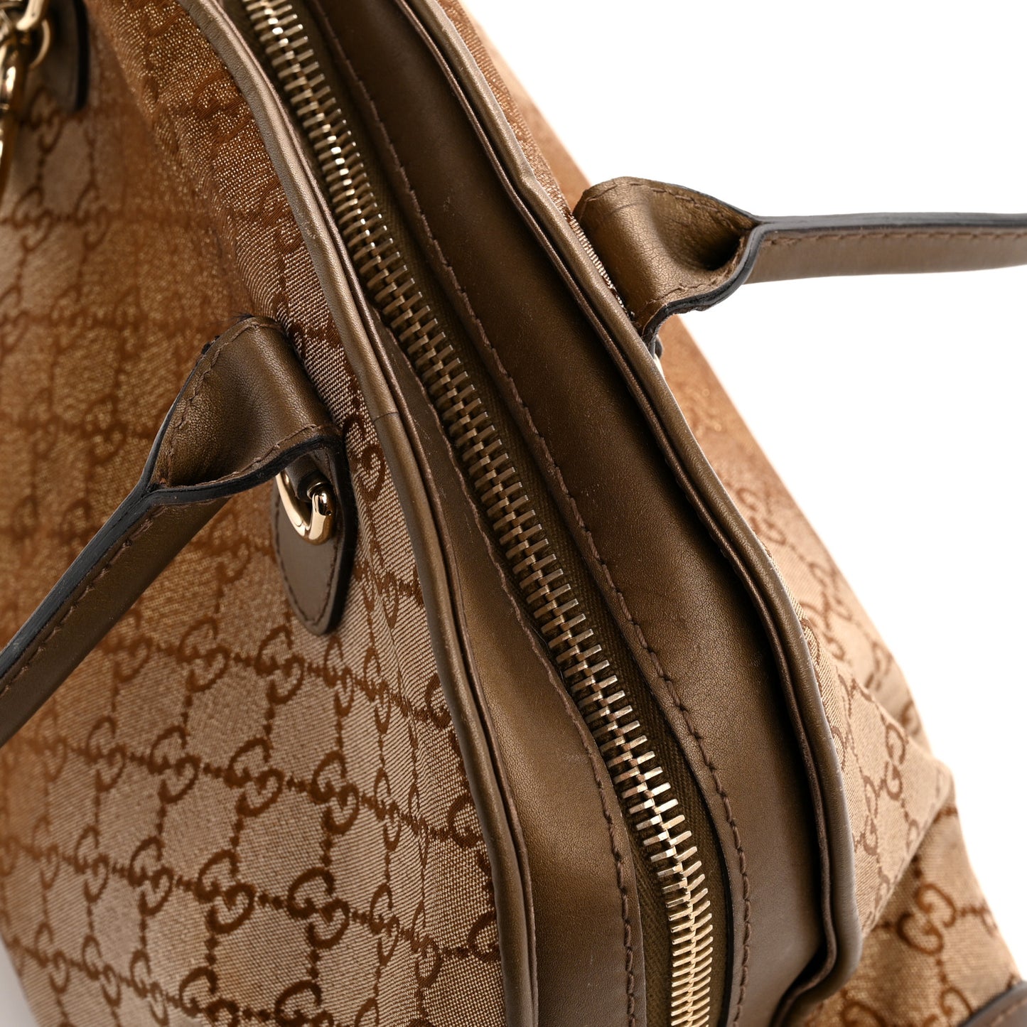 Monogram Lurex Heart Bit Charm Dome Satchel Bronze