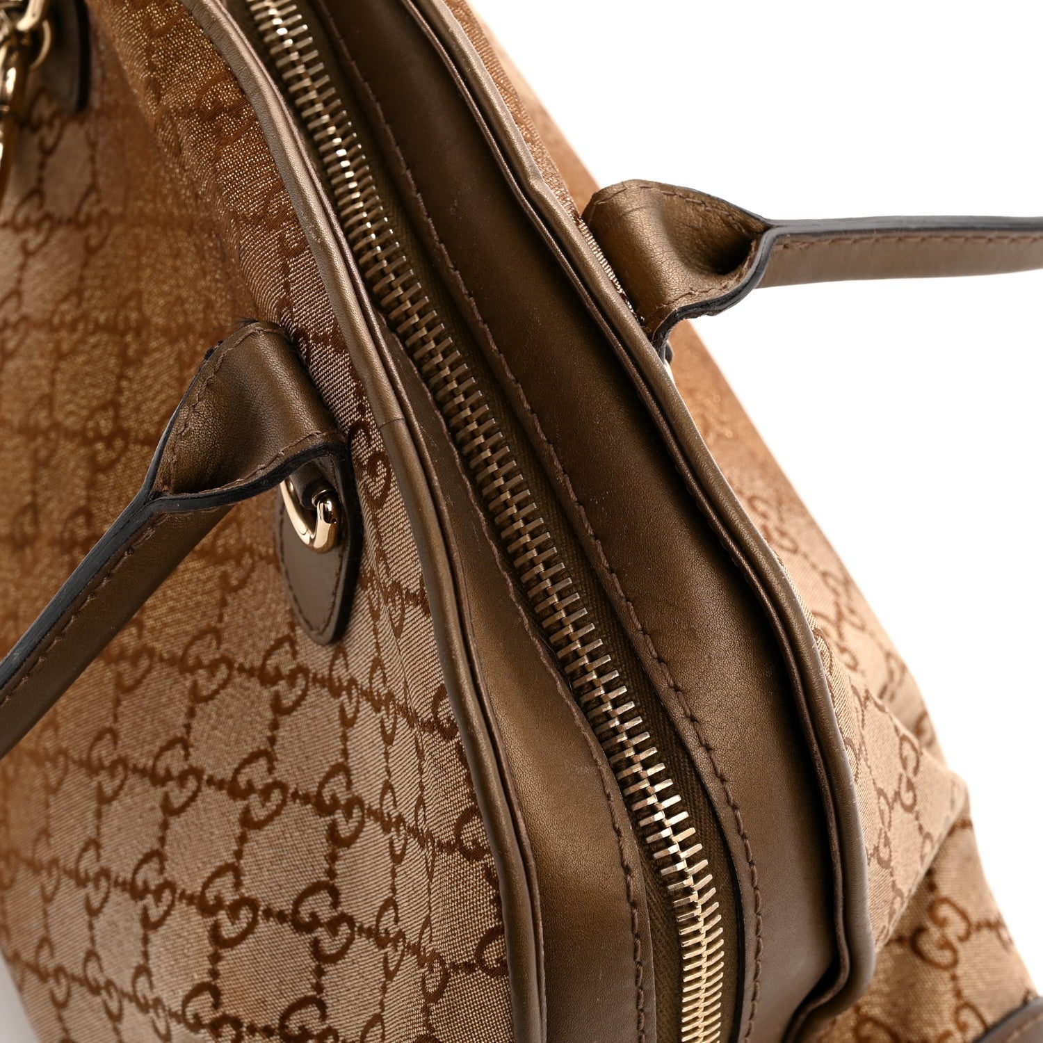 Gucci Monogram Lurex Heart Bit Charm Dome Satchel Bronze 11 of 13