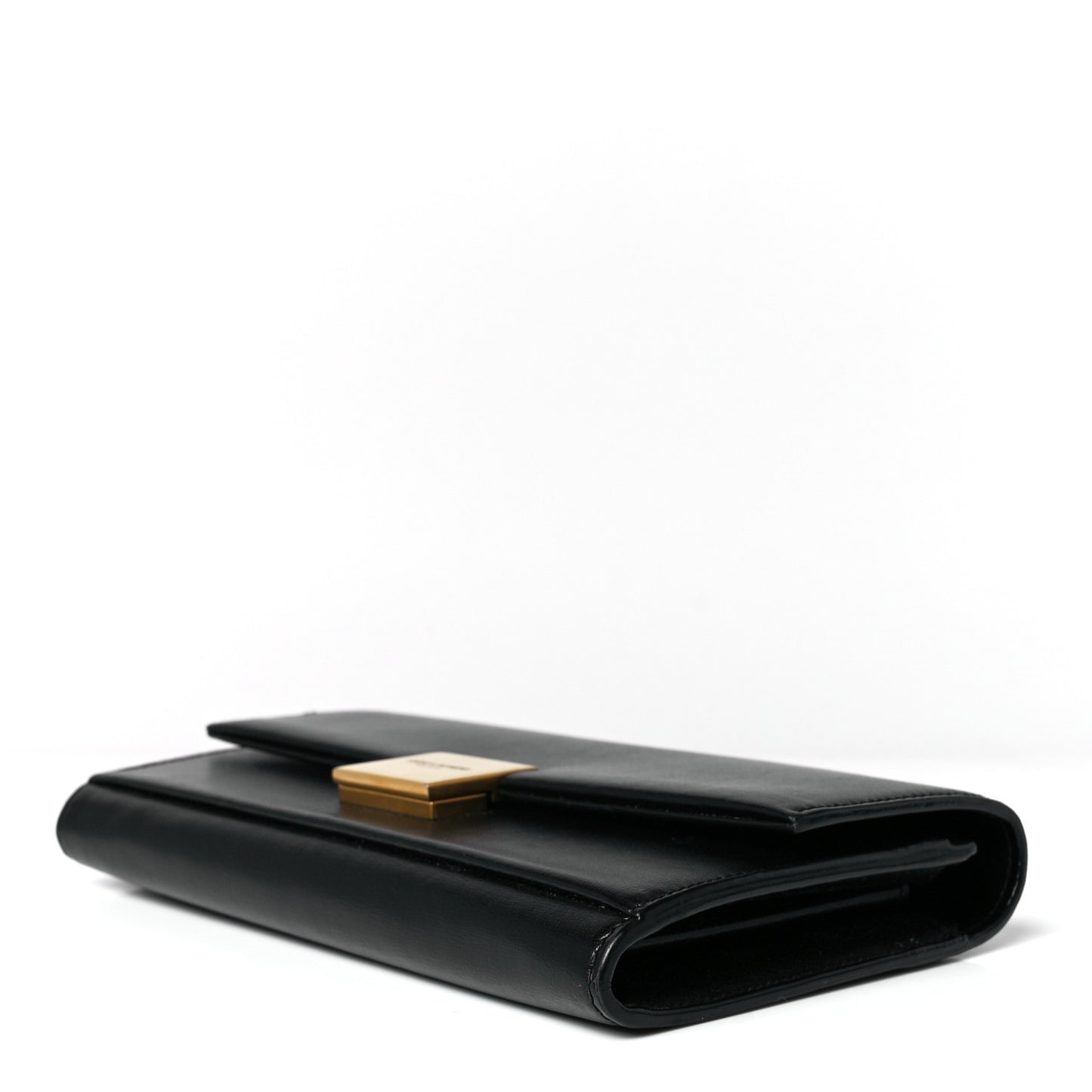 Calfskin Bellechasse Flap Clutch Wallet Black