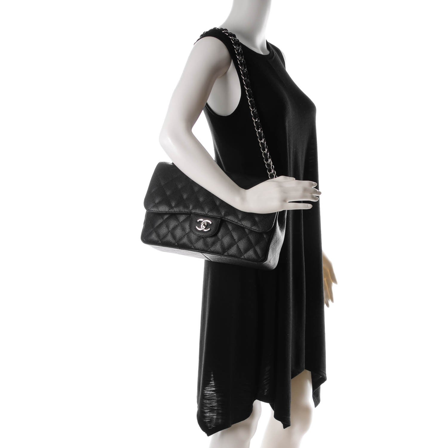 Chanel Caviar Quilted Jumbo Double Flap Black 2 of 7