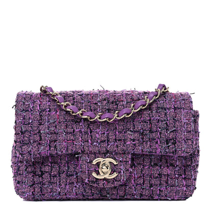 Chanel Tweed Quilted Mini Rectangular Flap Light Purple Pink Navy 1 of 10